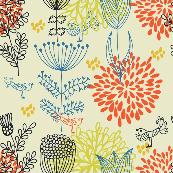 スタイリッシュな色の花のシームレスなパターン — ストックベクタ