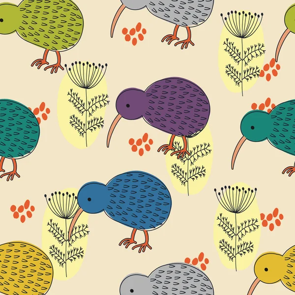 Romantic seamless pattern. Birds in flowers — Stock Vector