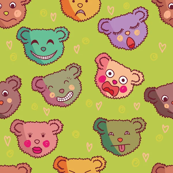 Dessin animé motif sans couture faite d'ours drôles — Image vectorielle