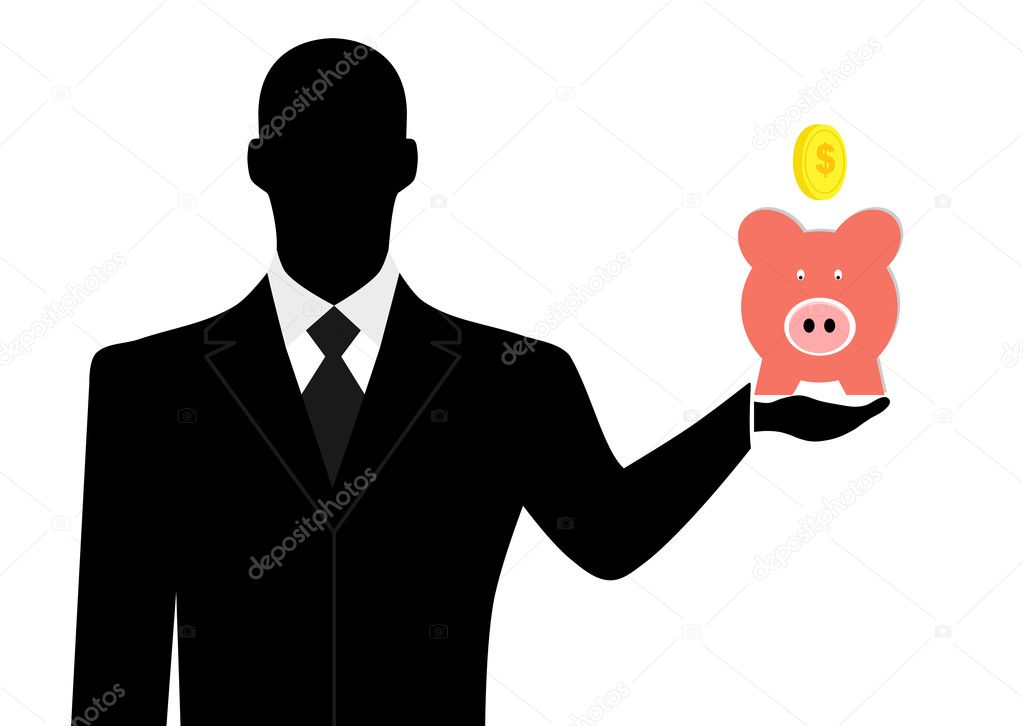 Businessman with pink pig