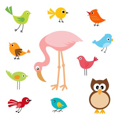 Set of cute birds clipart