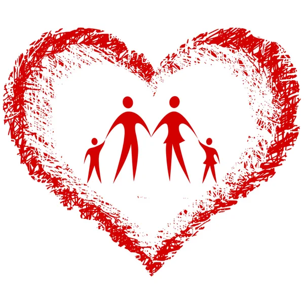 Οικογενειακή Διάνυσμα Χέρι Συντάσσονται Καρδιά — Διανυσματικό Αρχείο