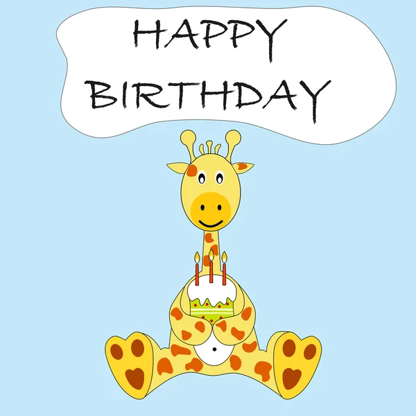Födelsedagskort Med Giraff — Stock vektor