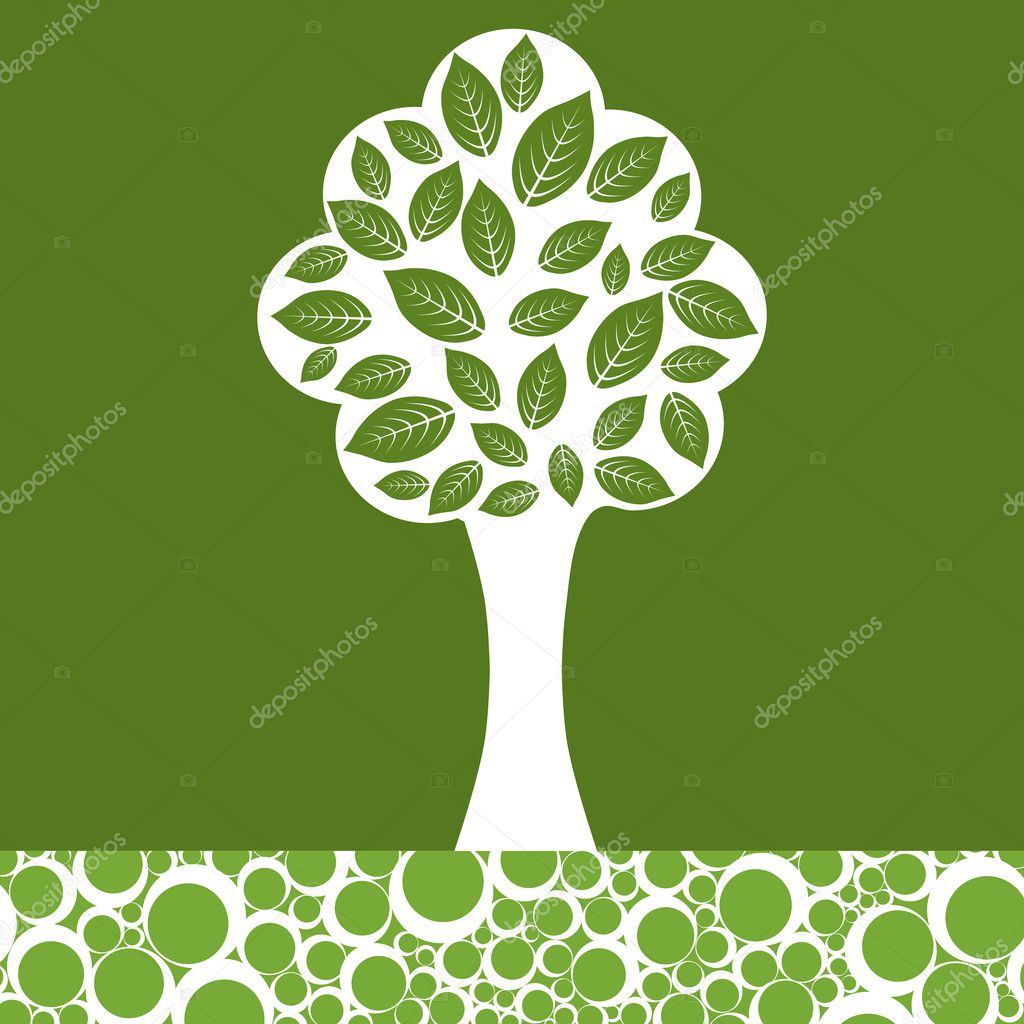 Abstract tree on green background