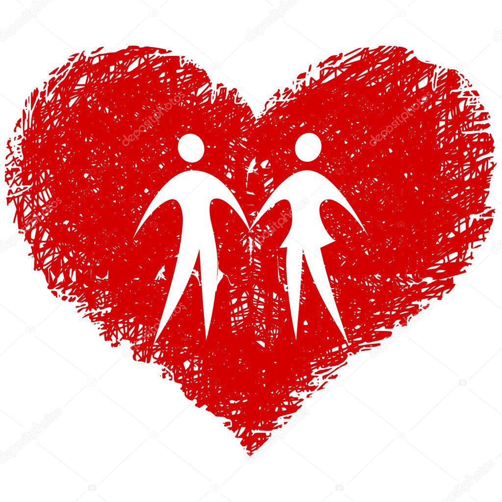 Couple on red heart