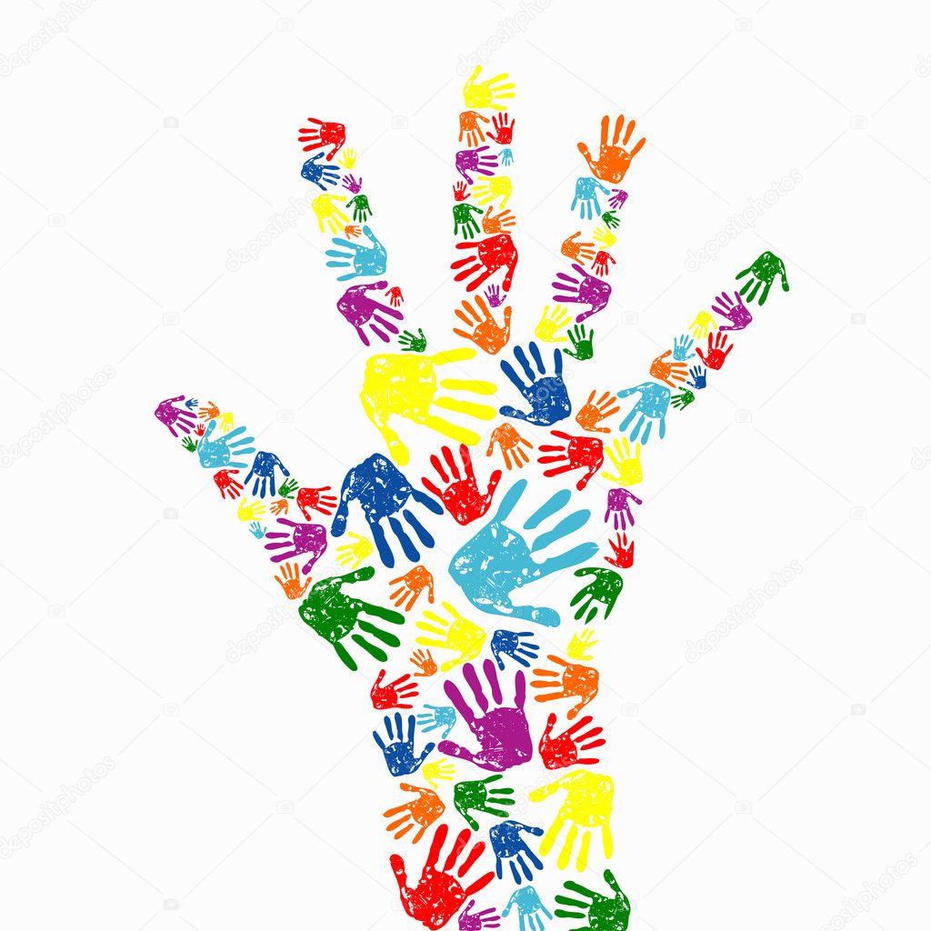 Abstract vector hand prints background