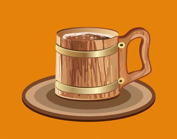 Tasse de bière en bois — Image vectorielle