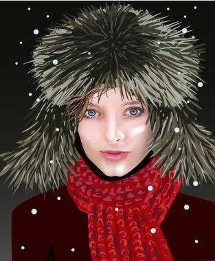 Girl in winter clipart