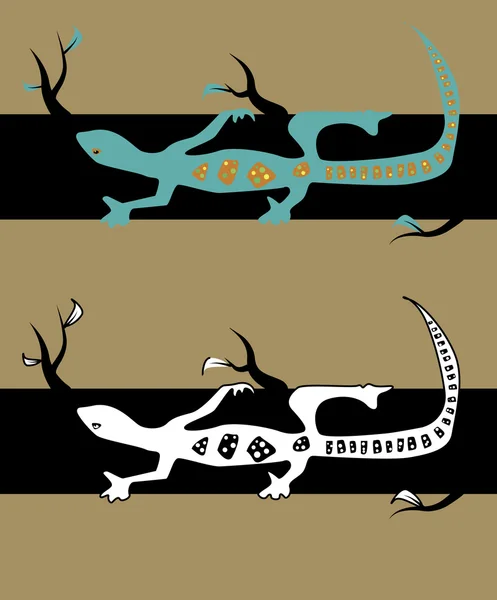 Lizards. Vector illustration — Stock Vector