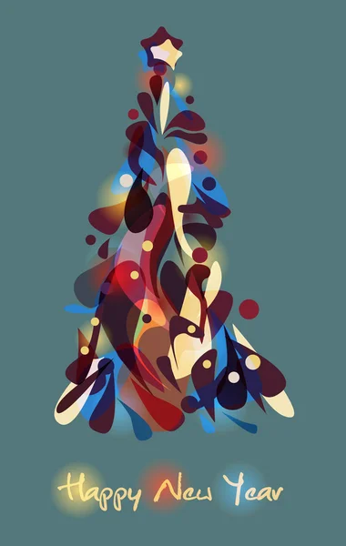 Copac Abstract Colorat Ilustrație Anul Nou Vector — Vector de stoc