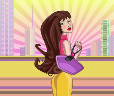 Girl with handbag clipart