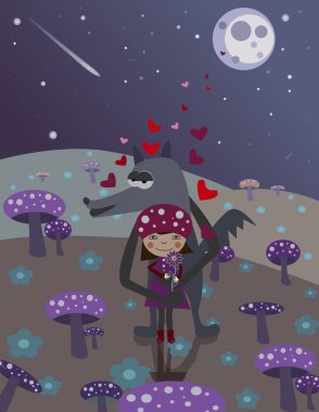 Little Red Riding Hood and wolf. clipart