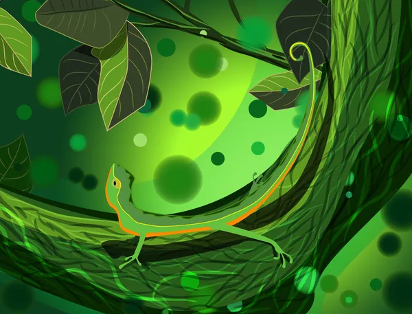 Lézard Dans Forêt Illustration Vectorielle — Image vectorielle