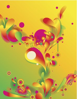 Abstract vector composition with psychedelic colorful shapes clipart