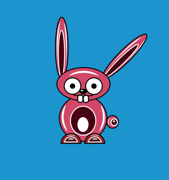 Рожевий Вектор Мультяшний Кролик Синьому Фоні — стоковий вектор