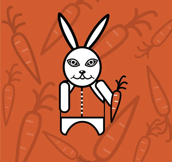 Білий Векторний Кролик Жилеті Морквою — стоковий вектор