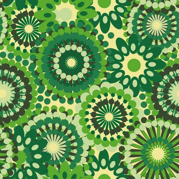 Textura Vetorial Sem Costura Verde Elegante Com Flores Abstratas — Vetor de Stock