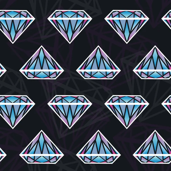 Nahtlose Vektortextur Mit Diamanten Auf Dunklem Hintergrund — Stockvektor