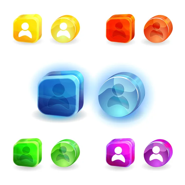 Multicolor Kontakt Vektor Glas Icons Gesetzt — Stockvektor