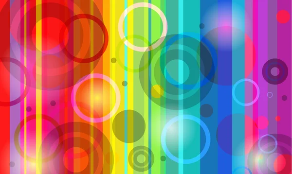 Ουράνιο Τόξο Φωτεινά Διάνυσμα Φόντο Κύκλο Και Φυσαλίδες — Διανυσματικό Αρχείο