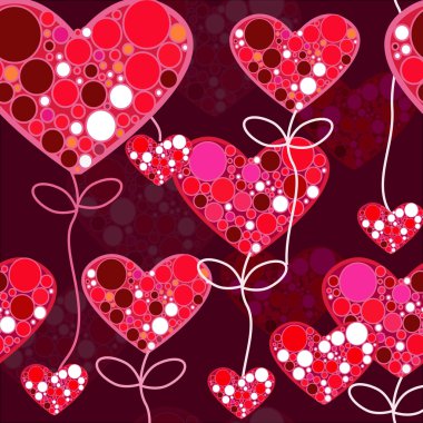 Red vector modern seamless texture with hearts clipart