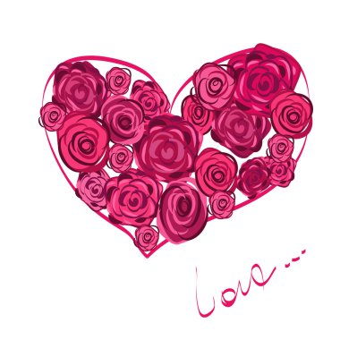 Vector valentine card with artistic pink roses clipart
