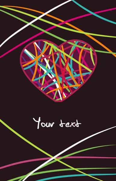 Tarjeta Para Día San Valentín Con Corazones Multicolores Rayados — Vector de stock