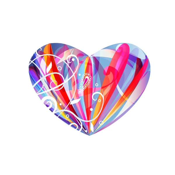 Card Valentine Day Beautiful Multicolor Heart — Stock Vector