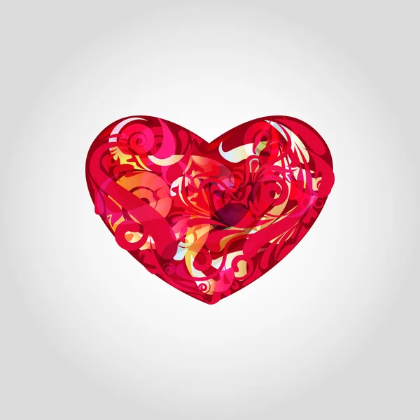 Tarjeta Para Día San Valentín Con Hermoso Corazón Rojo — Vector de stock