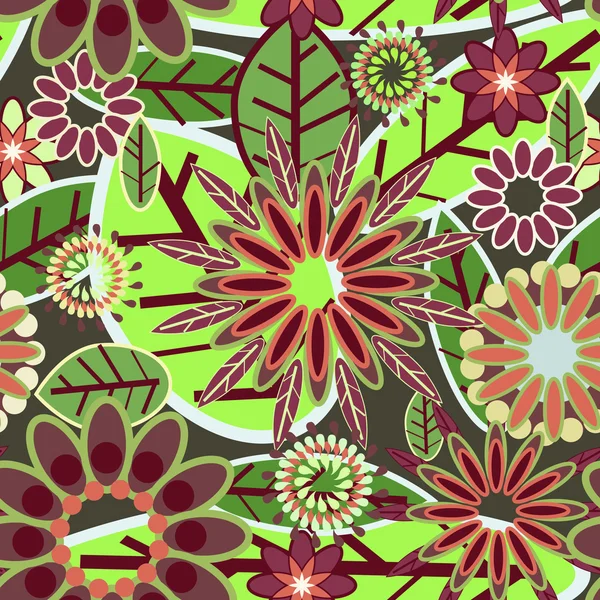 鲜花抽象的无缝矢量纹理在原来的颜色 — 图库矢量图片