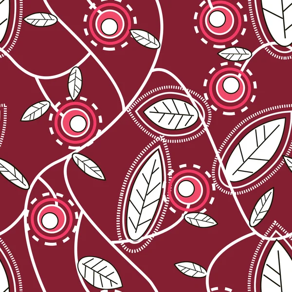 红色彩与莓果 Anf 鲜花抽象无缝矢量纹理 — 图库矢量图片
