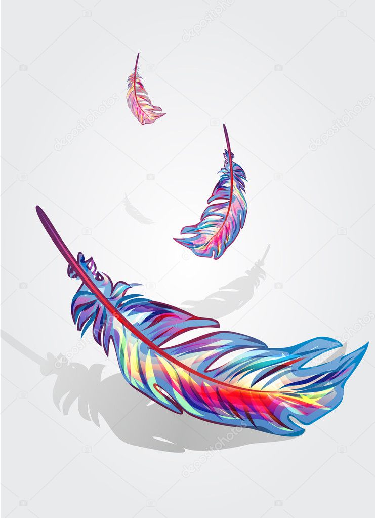 Beautiful falling feathers