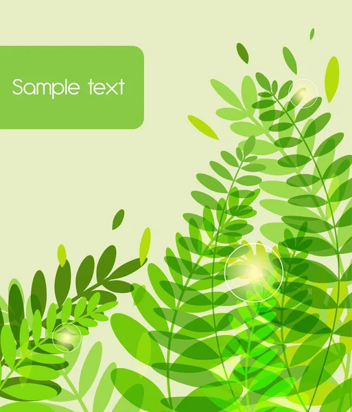 Zelené pozadí s abstraktní leafs — Stockový vektor