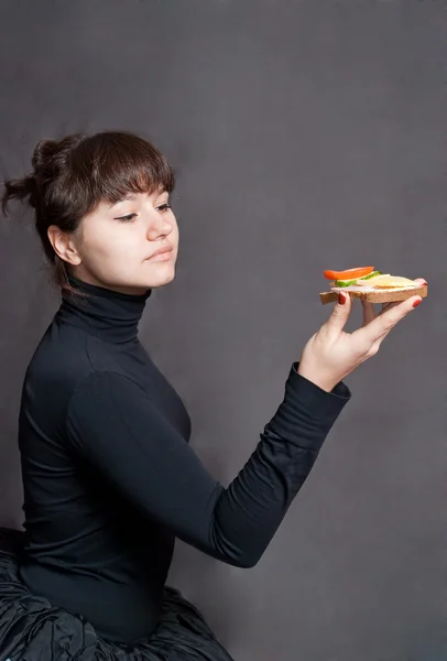 Ballerina and sandwich — Stock Photo, Image