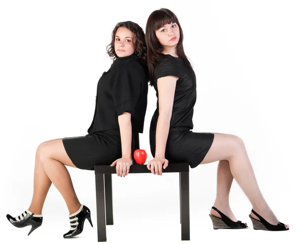 Two girl on table — Stock Photo, Image