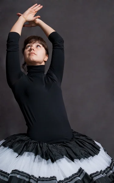 Ballerina in black and white tutu — Stock Photo, Image
