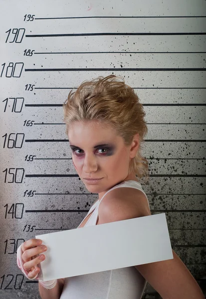 Flicka i fängelse. profil — Stockfoto