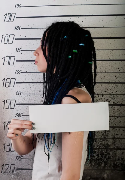 Rapariga na prisão. foto do perfil — Fotografia de Stock