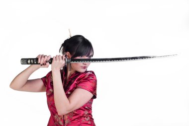 Girl with katana clipart