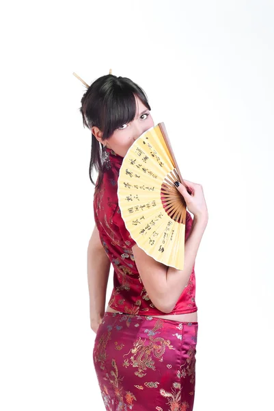 Geisha con ventilatore — Foto Stock