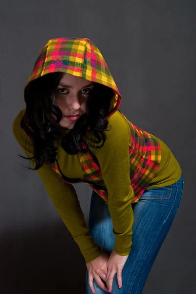 Girl in squared waistcoat — Stock Photo, Image