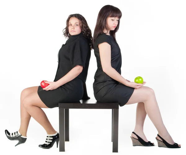 Two girl on table — Stock Photo, Image