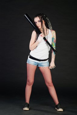 Girl with baseball bat clipart