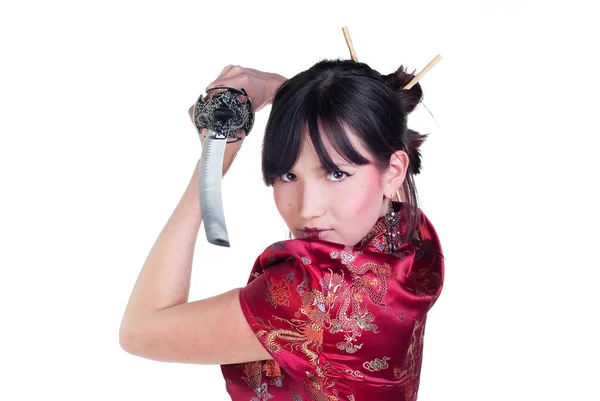 Girl with katana — Stock Photo, Image