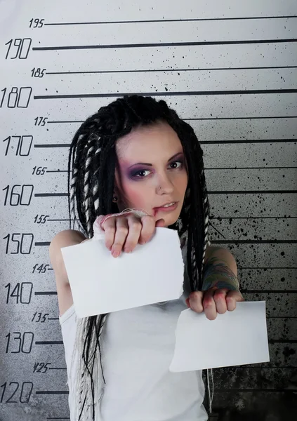 Menina na prisão — Fotografia de Stock