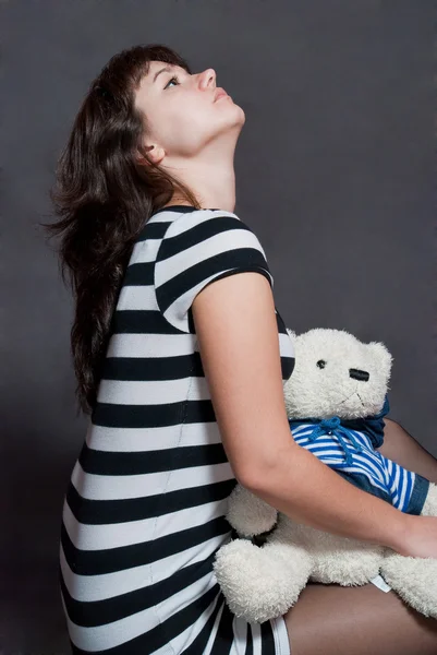 Menina com urso — Fotografia de Stock