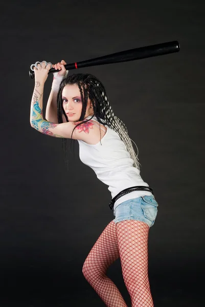 Girl with baseball bat — Stock Fotó