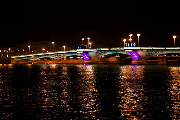 stock image Night bridge in St. Petersburg city