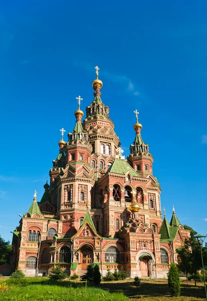 Kerk Van Sint Petrus Paulus Peterhof Sint Petersburg Rusland — Stockfoto