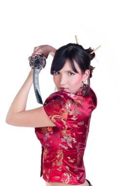 Girl with katana clipart